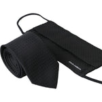 Dolce & Gabbana Black 100% Silk Adjustable Necktie Face Mask KRA3271