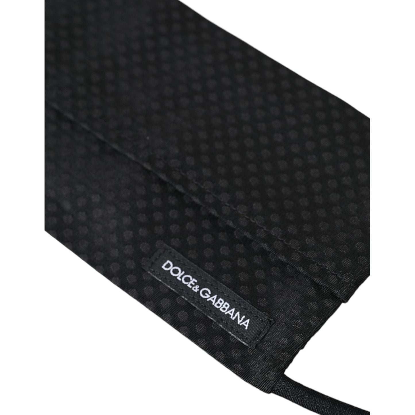 Dolce & Gabbana Black 100% Silk Adjustable Necktie Face Mask KRA3271