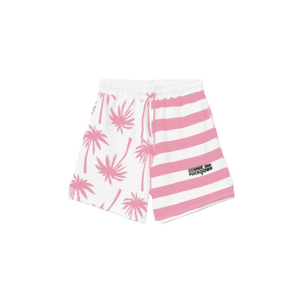 Comme Des Fuckdown Chic Pink Striped Drawstring Shorts CO-9774-XS