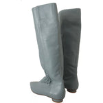Valentino Blue Leather Elastic Flats Pull On Knee High Boots Shoes LA9568-37