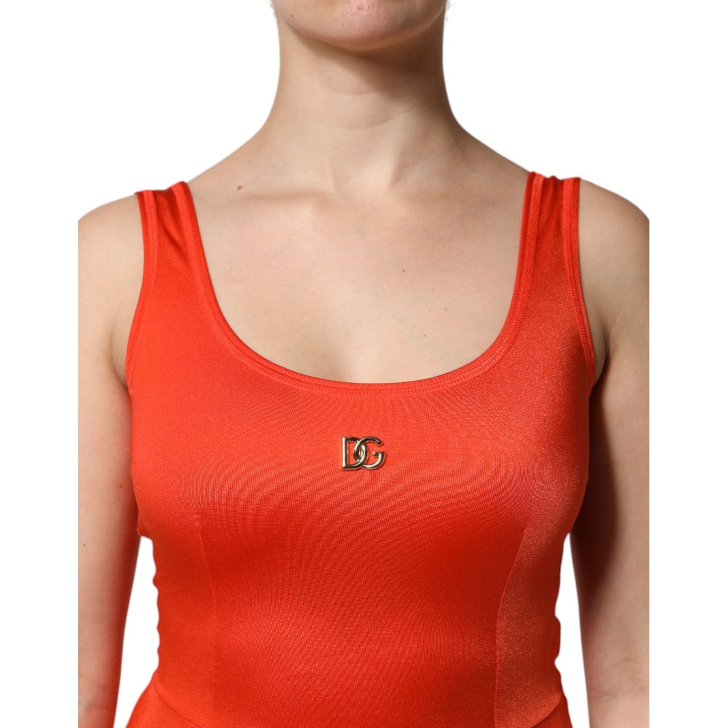 Dolce & Gabbana Orange Sleeveless Bodycon Jumpsuit Dress DR81684-38