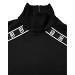 Dolce & Gabbana Black Cotton DG Print Turtleneck T-shirt