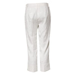 Dolce & Gabbana White Cotton Floral Jacquard Pants
