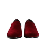 Dolce & Gabbana Red Cotton Velvet Slip On Loafers Formal Shoes MV7568-42