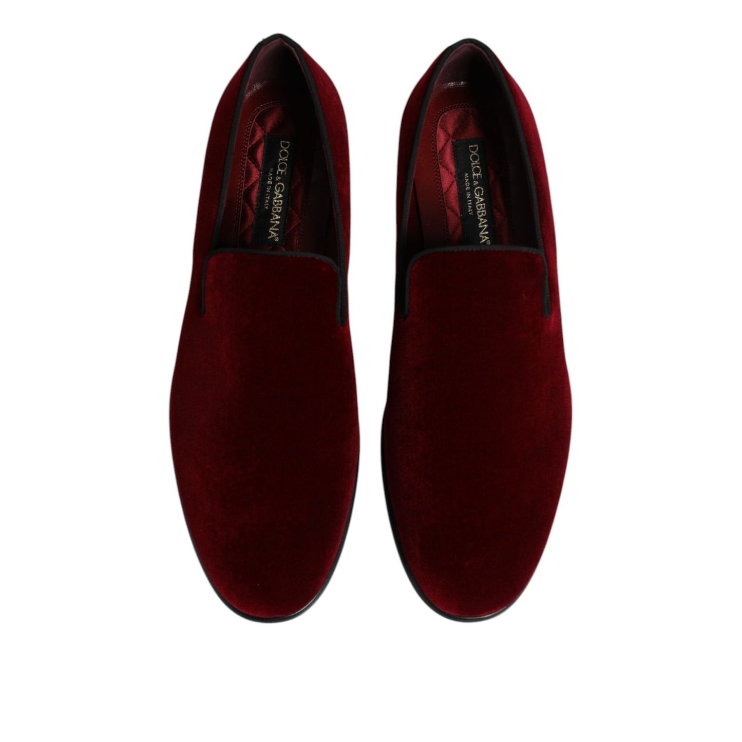Dolce & Gabbana Red Cotton Velvet Slip On Loafers Formal Shoes MV7568-42