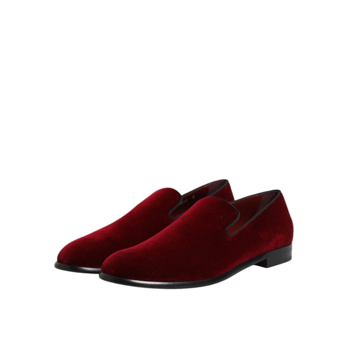 Dolce & Gabbana Red Cotton Velvet Slip On Loafers Formal Shoes MV7568-42