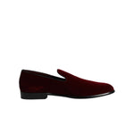 Dolce & Gabbana Red Cotton Velvet Slip On Loafers Formal Shoes MV7568-42