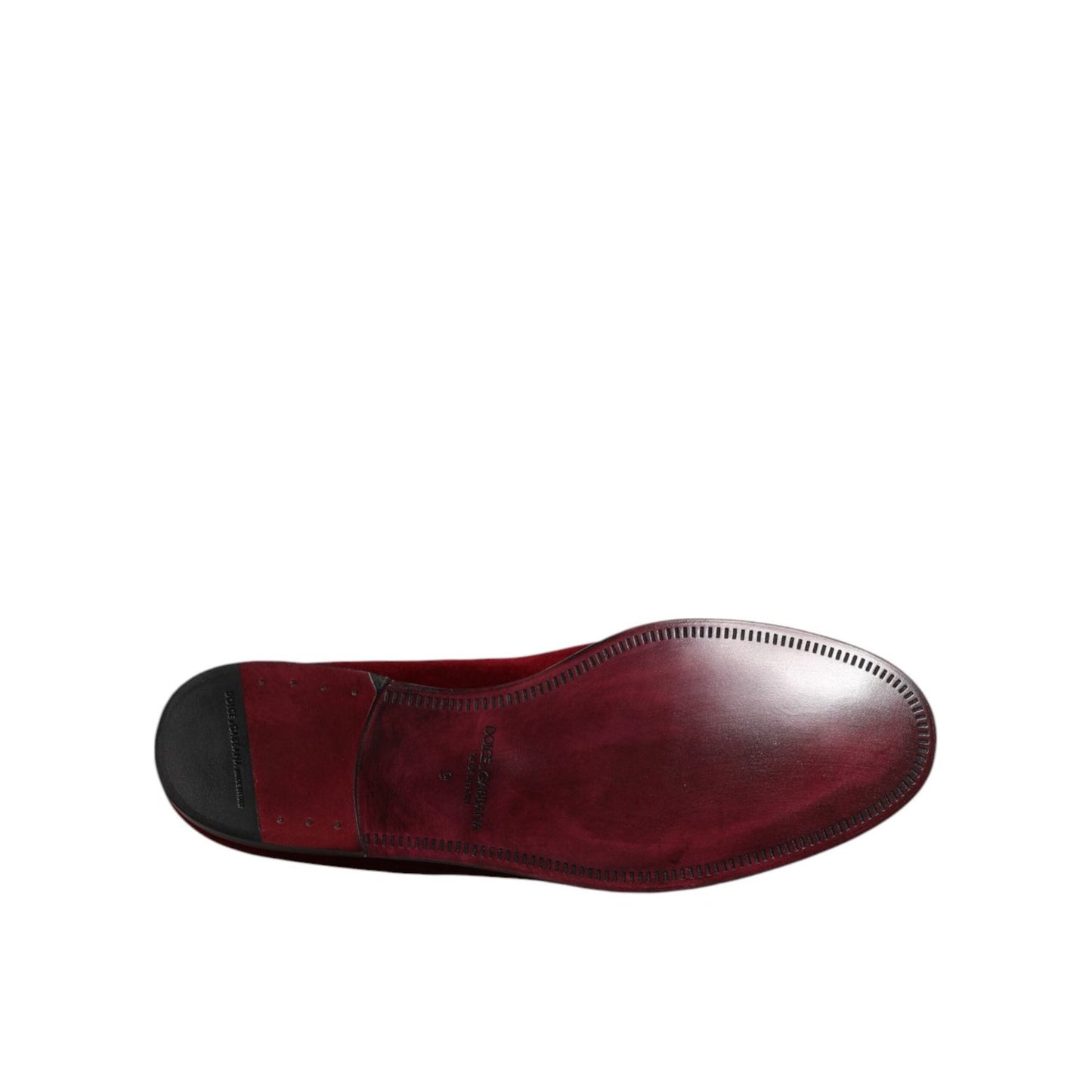 Dolce & Gabbana Red Cotton Velvet Slip On Loafers Formal Shoes MV7568-42