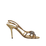 Dolce & Gabbana Gold Strass Ankle Strap Heels Sandals Shoes