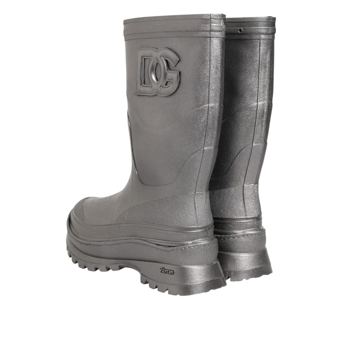 Dolce & Gabbana Metallic Silver Pull On Rain Boots Shoes MV7816-42