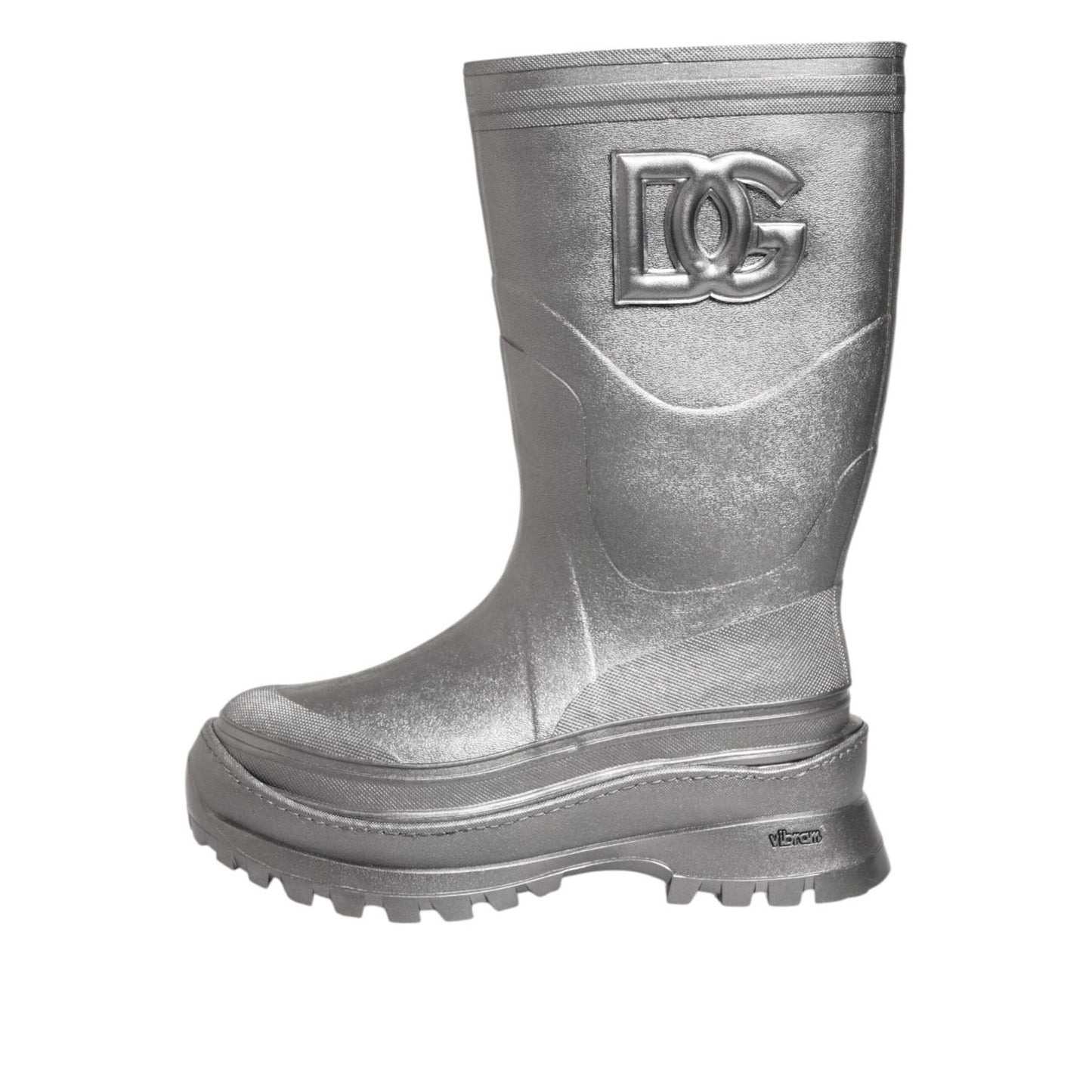 Dolce & Gabbana Metallic Silver Pull On Rain Boots Shoes MV7816-42