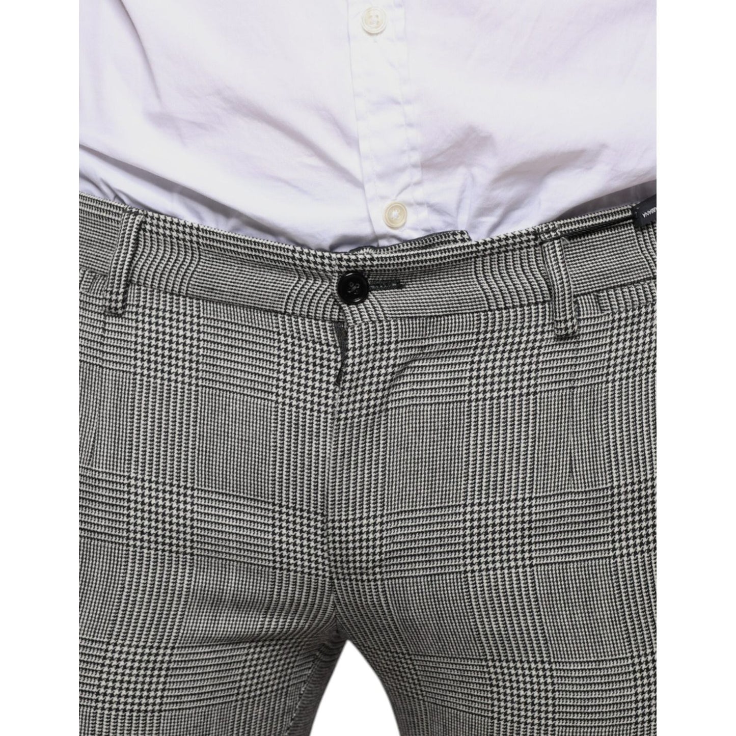 Dolce & Gabbana Gray Check Tartan Wool Skinny Pants PAN75345-48