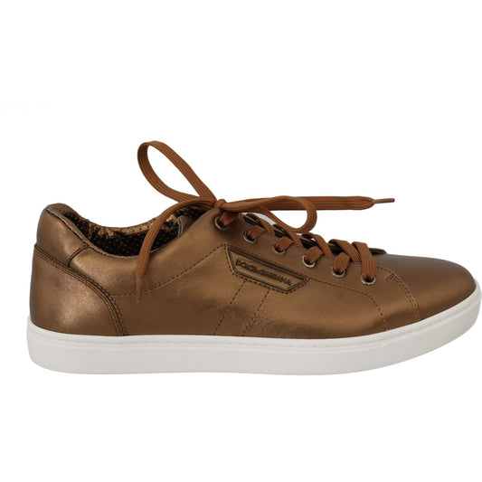 Dolce & Gabbana Gold Leather Mens Casual Sneakers 1728,67345645728,Dolce & Gabbana,EU39/US6,Gold,Low Tops - Sneakers - Shoes,Material: 100% Leather,Men,Men - Shoes,New with tags,Shoes,Sneakers - Men - Shoes,Sneakers - Shoes