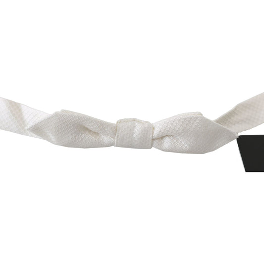 Dolce & Gabbana White 100% Silk Slim Adjustable Neck Papillon Men Tie