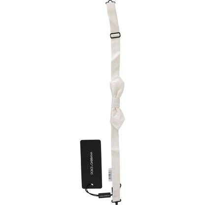 Dolce & Gabbana White 100% Silk Slim Adjustable Neck Papillon Men Tie 1728,67345645728,Accessories,Bowties - Ties and Formal Accessories - Accessories,Dolce & Gabbana,Material: 100% Silk,Men,Men - Accessories,New with tags,Ties & Bowties - Men - Accessori