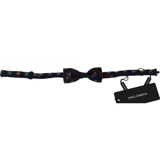 Dolce & Gabbana Blue Flags 100% Silk Adjustable Neck Papillon Men Bow Tie