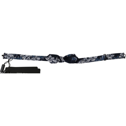 Dolce & Gabbana Navy Blue Floral Slim Adjustable Neck Papillon Men Bow Tie