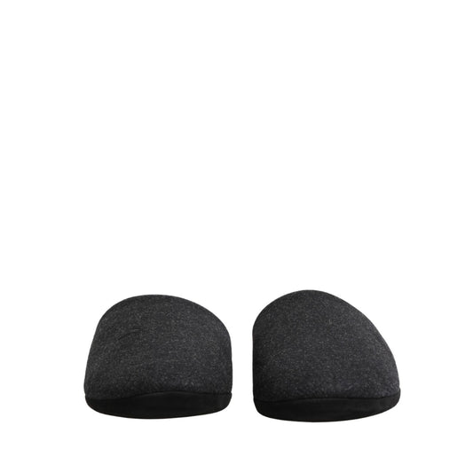 Dolce & Gabbana Anthracite Wool Cashmere Quilted Slippers Shoes