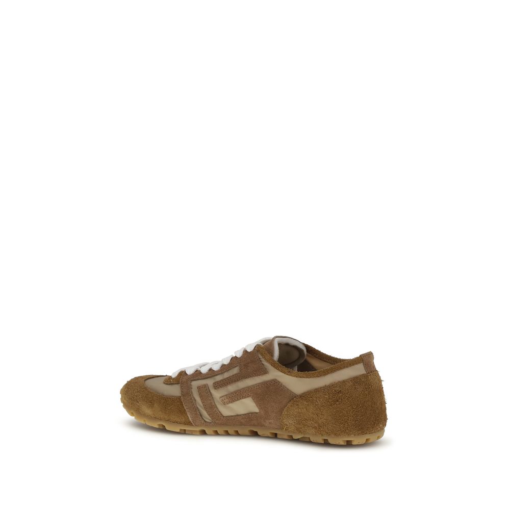 Balmain Beige Calf Leather Bos Taurus Athletic Sneakers