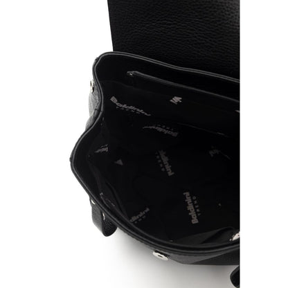 Baldinini Trend Black Leather Women Backpack