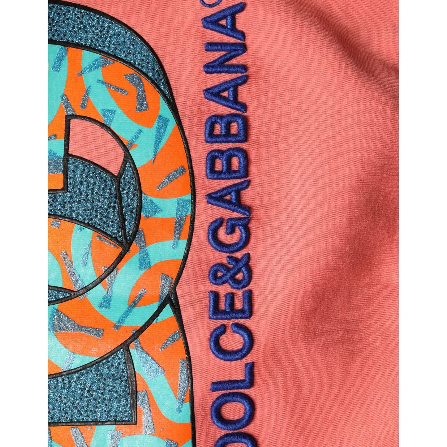 Dolce & Gabbana Pink Graphic Crew Neck Cropped Sweatshirt Sweater
