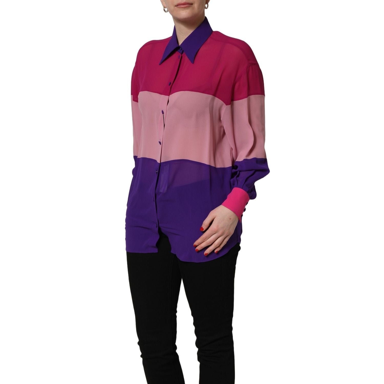 Dolce & Gabbana Multicolor Silk Patchwork Shirt Blouse Top