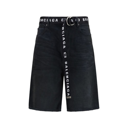 Balenciaga Black Cotton Bermuda Shorts
