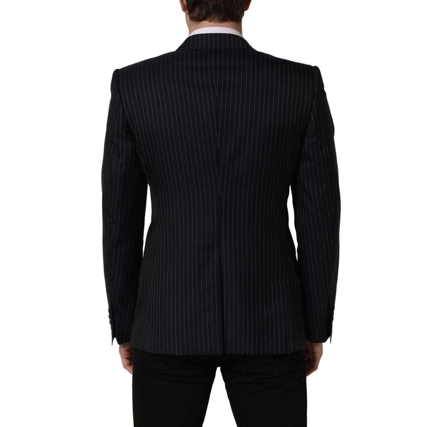 Dolce & Gabbana Dark Gray Stripes Wool Double Breasted Jacket