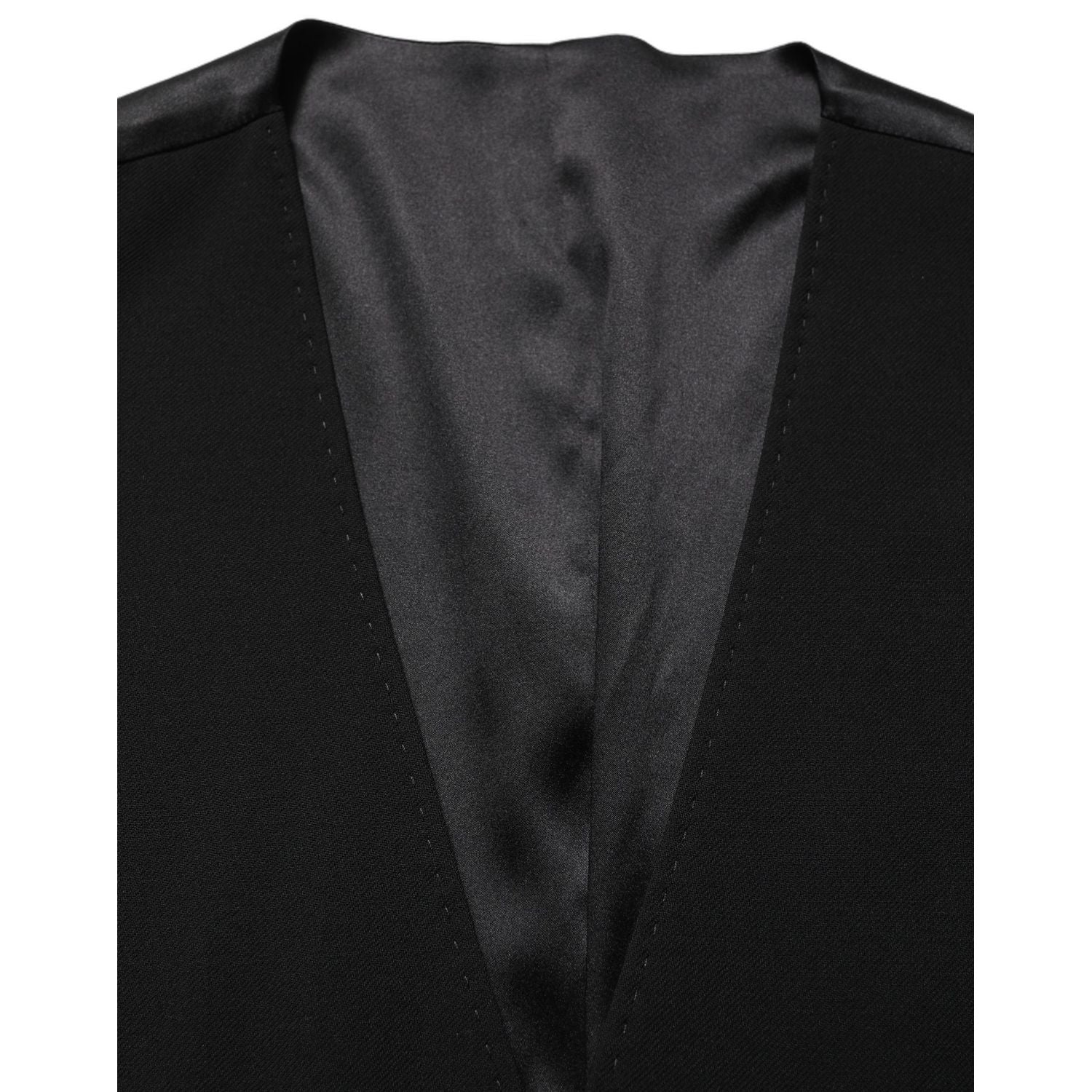 Dolce & Gabbana Black Wool Single Breasted Waistcoat Vest