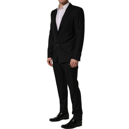 Dolce & Gabbana Black Wool Slim Fit Formal 2 Piece Men Suit