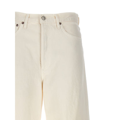Agolde White Cotton High-Waisted Jean
