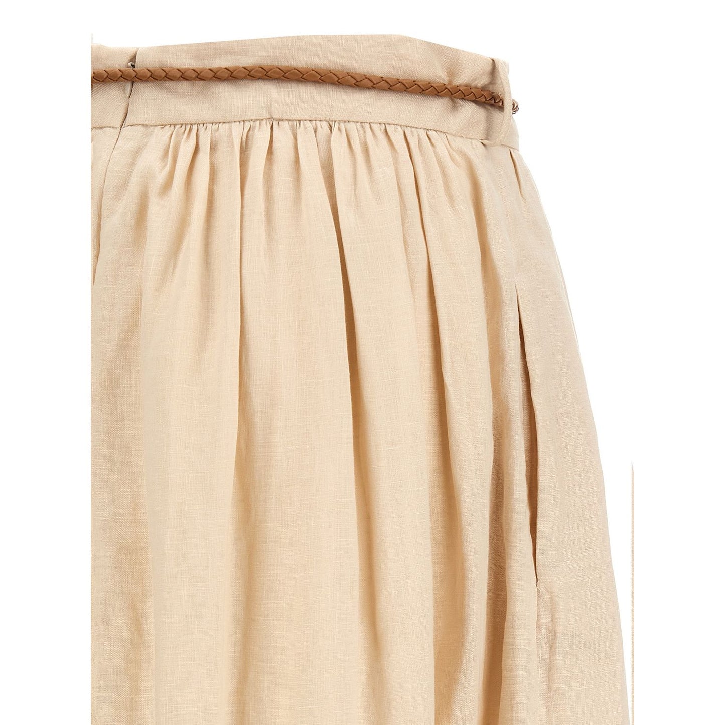 Zimmermann Beige Linen Midi Skirt