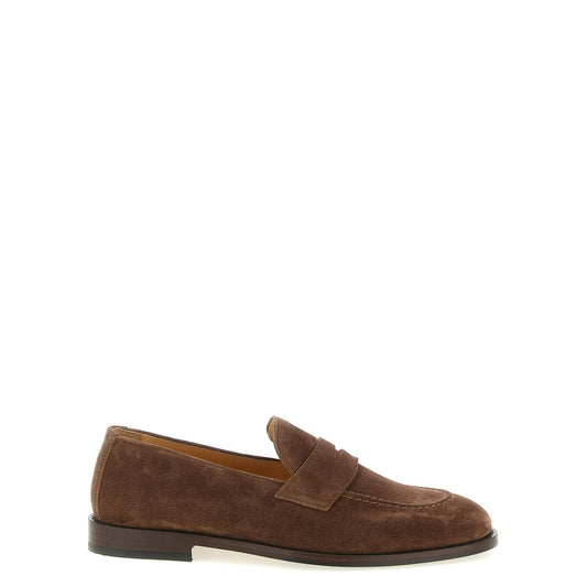 Brunello Cucinelli Brown Calfskin Slip-On Loafers