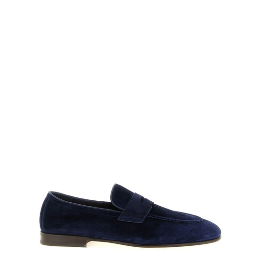 Brunello Cucinelli Blue Calfskin Slip-On Loafers