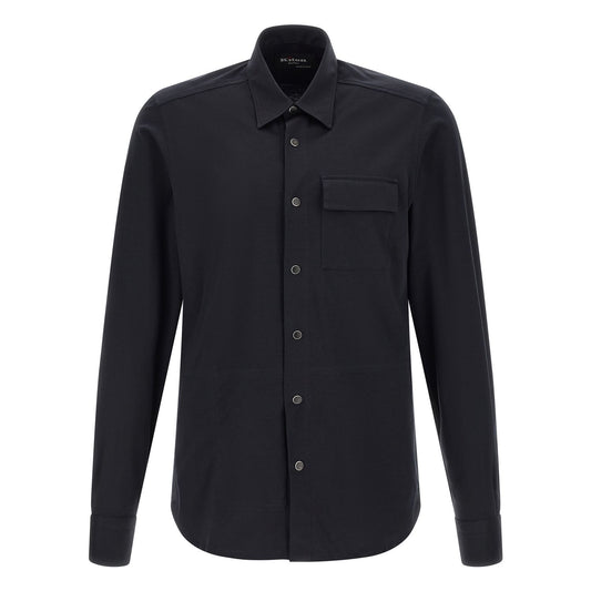 Kiton Blue Cotton Blouse