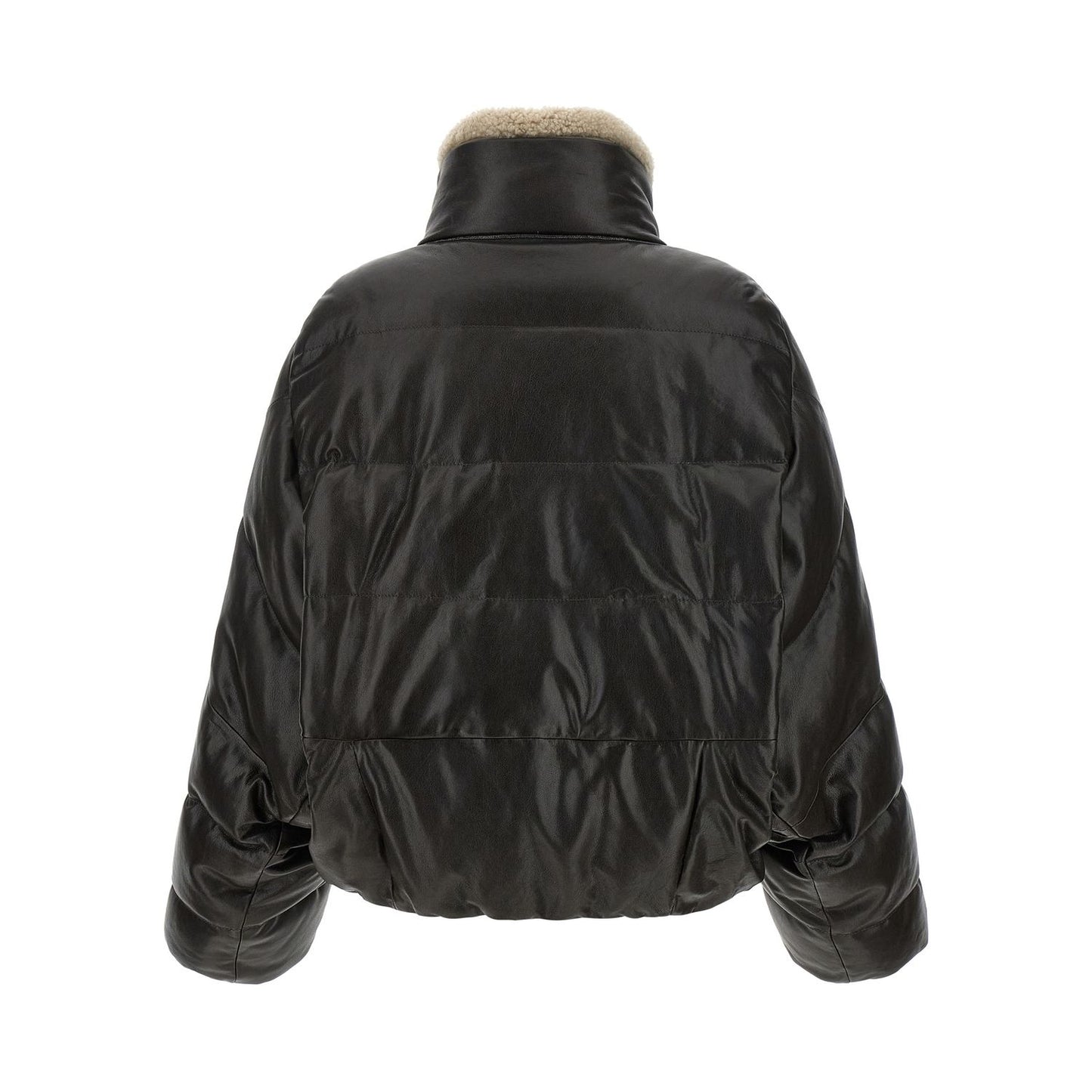 Brunello Cucinelli Brown Lamb Leather Leather Jacket