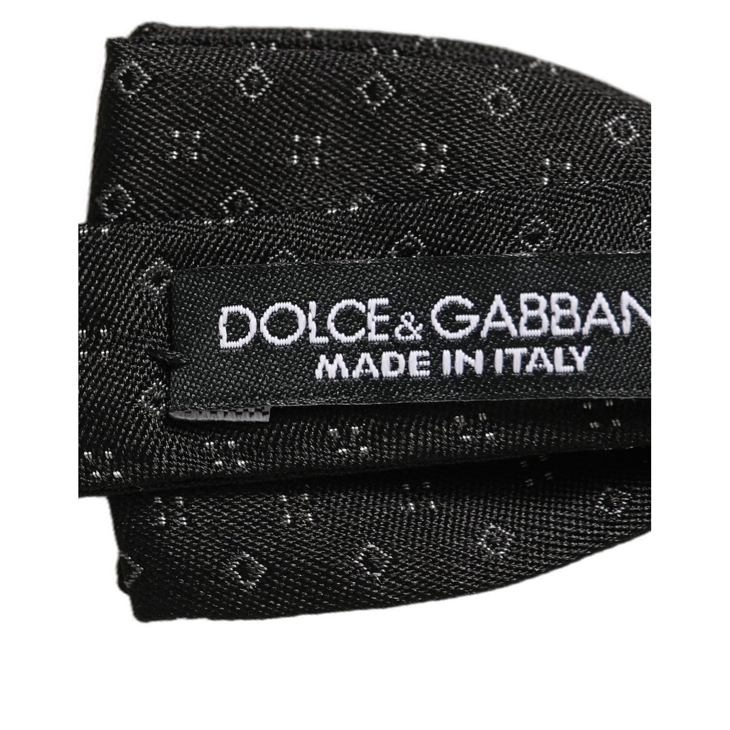 Dolce & Gabbana Black Diamond Pattern Adjustable Neck Papillon Bow Tie