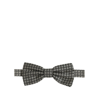 Dolce & Gabbana Men Gray Silk Patterned Adjustable Neck Papillon Bow Tie
