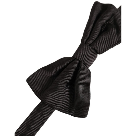 Dolce & Gabbana Men Black 100% Silk Adjustable Neck Papillon Bow Tie