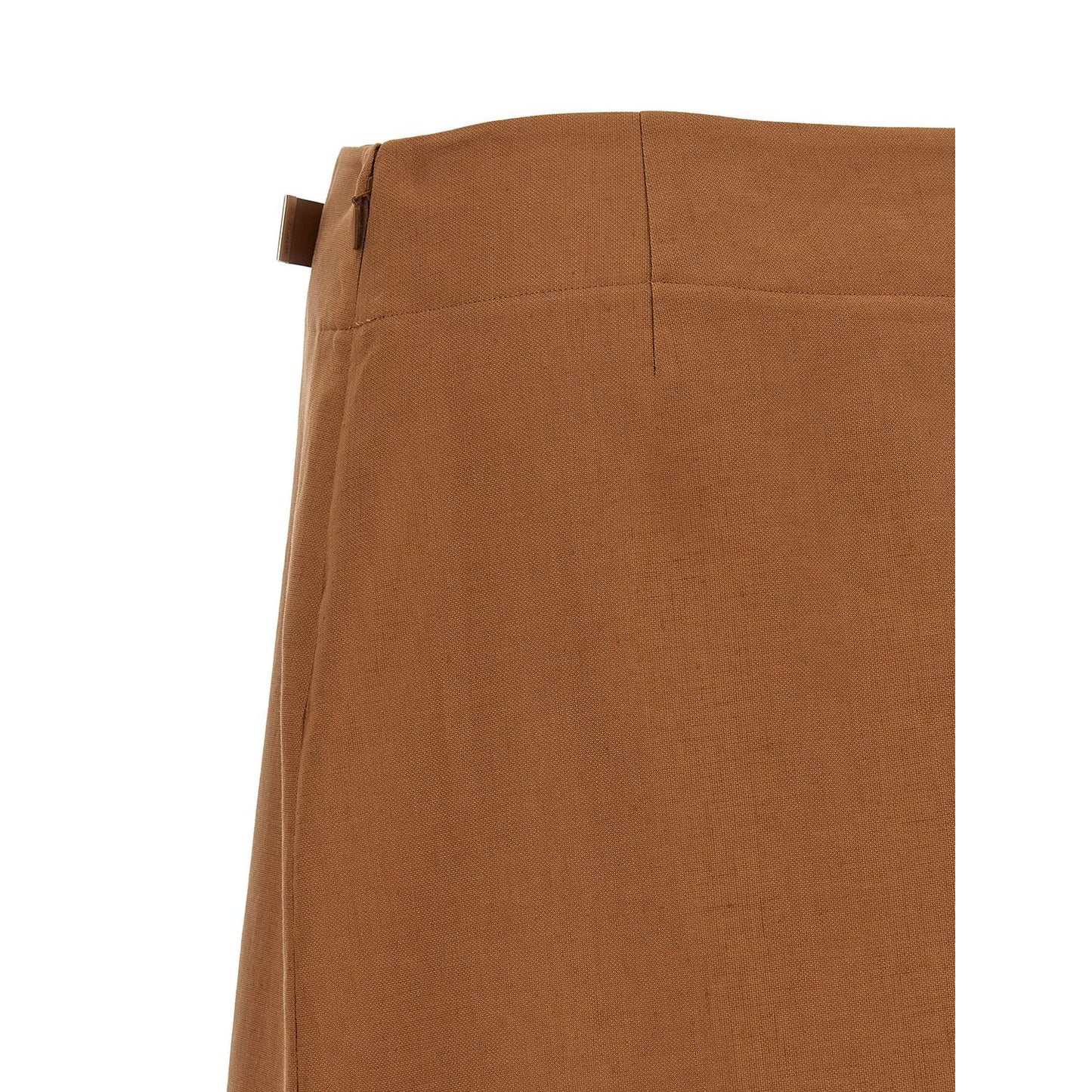 Fendi Brown Linen Midi Skirt