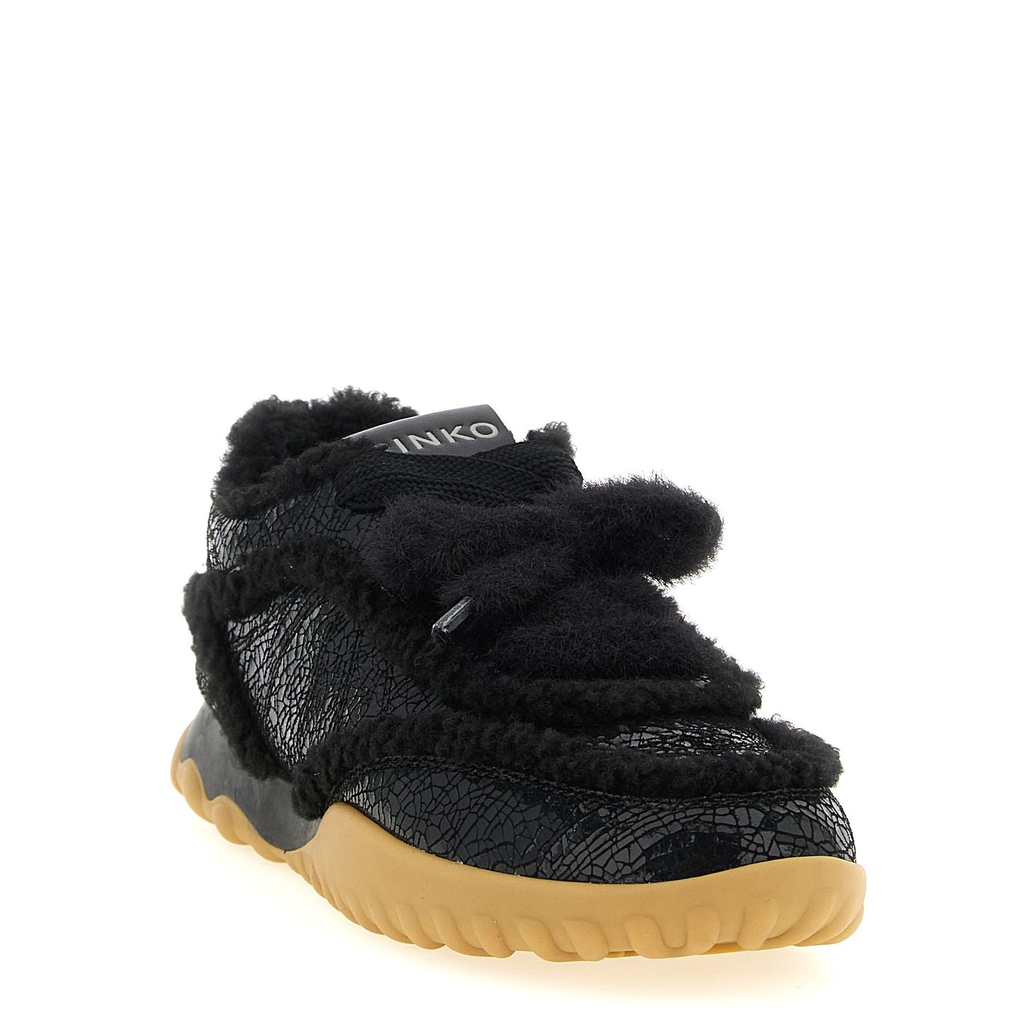 PINKO Black Cowhide Chunky Sneakers