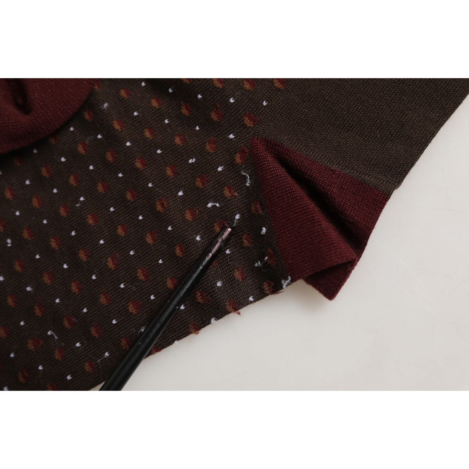 Dolce & Gabbana Maroon Dotted Wool Over The Calf Accessory Socks