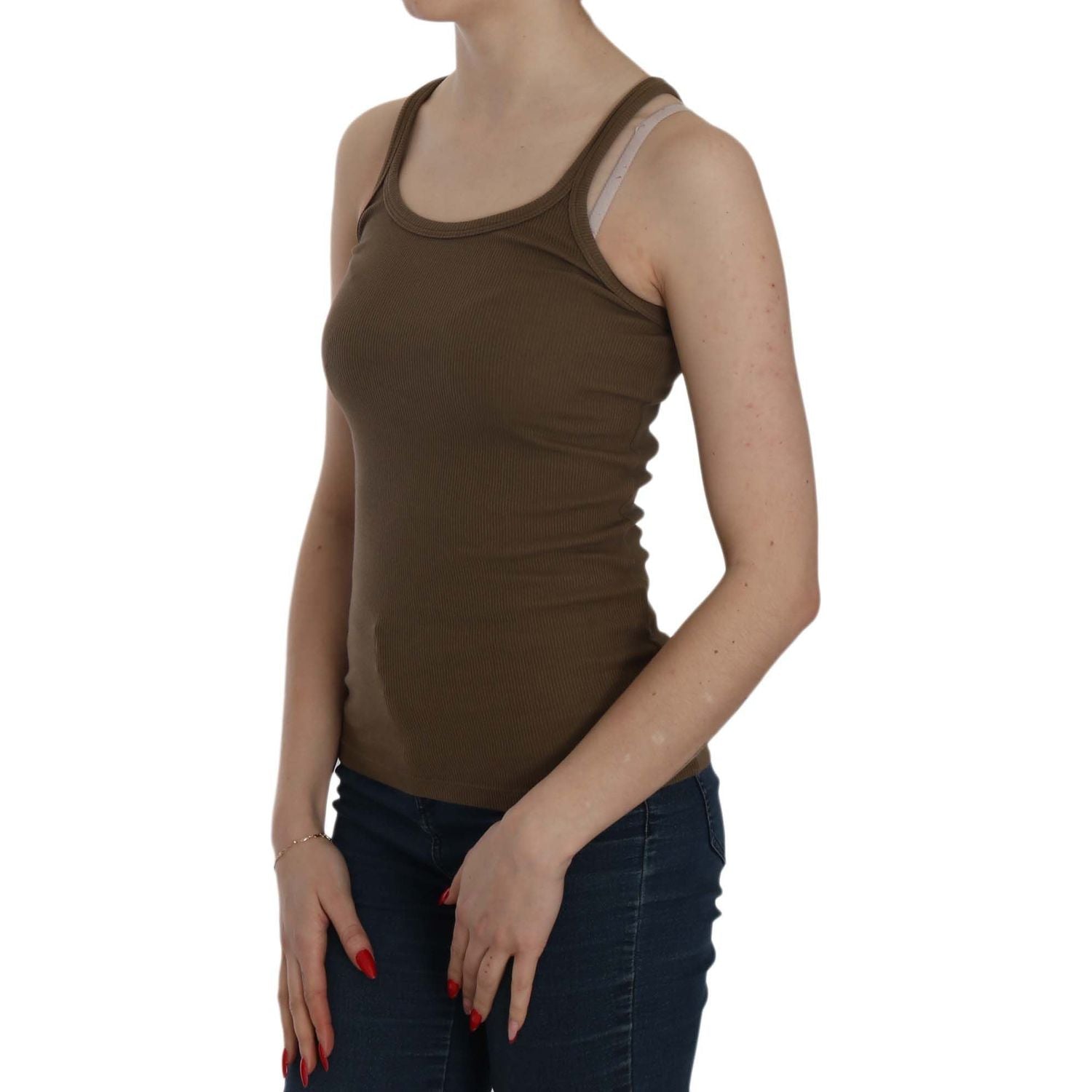 PINK MEMORIES Brown Sleeveless Spaghetti Strap Blouse Top