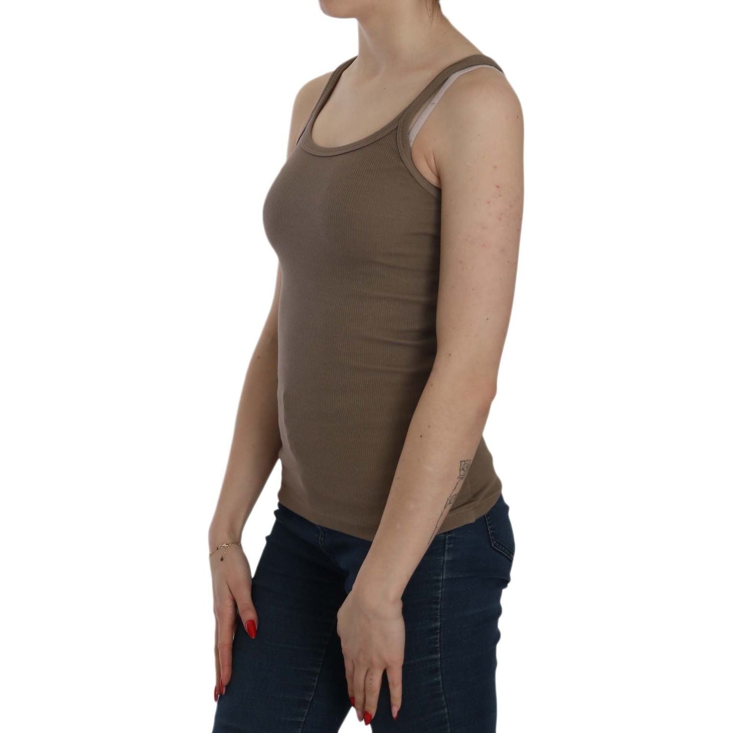 PINK MEMORIES Brown Sleeveless Spaghetti Strap Top