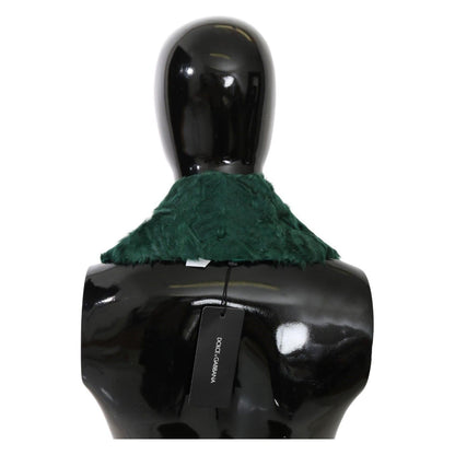 Dolce & Gabbana Green Fur Shoulder Collar Wrap Lambskin Scarf