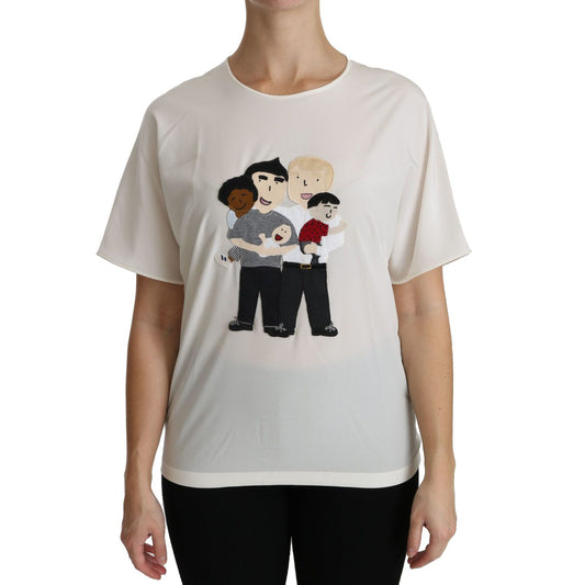 Dolce & Gabbana White #dgfamily Patch Short Sleeve Blouse Top