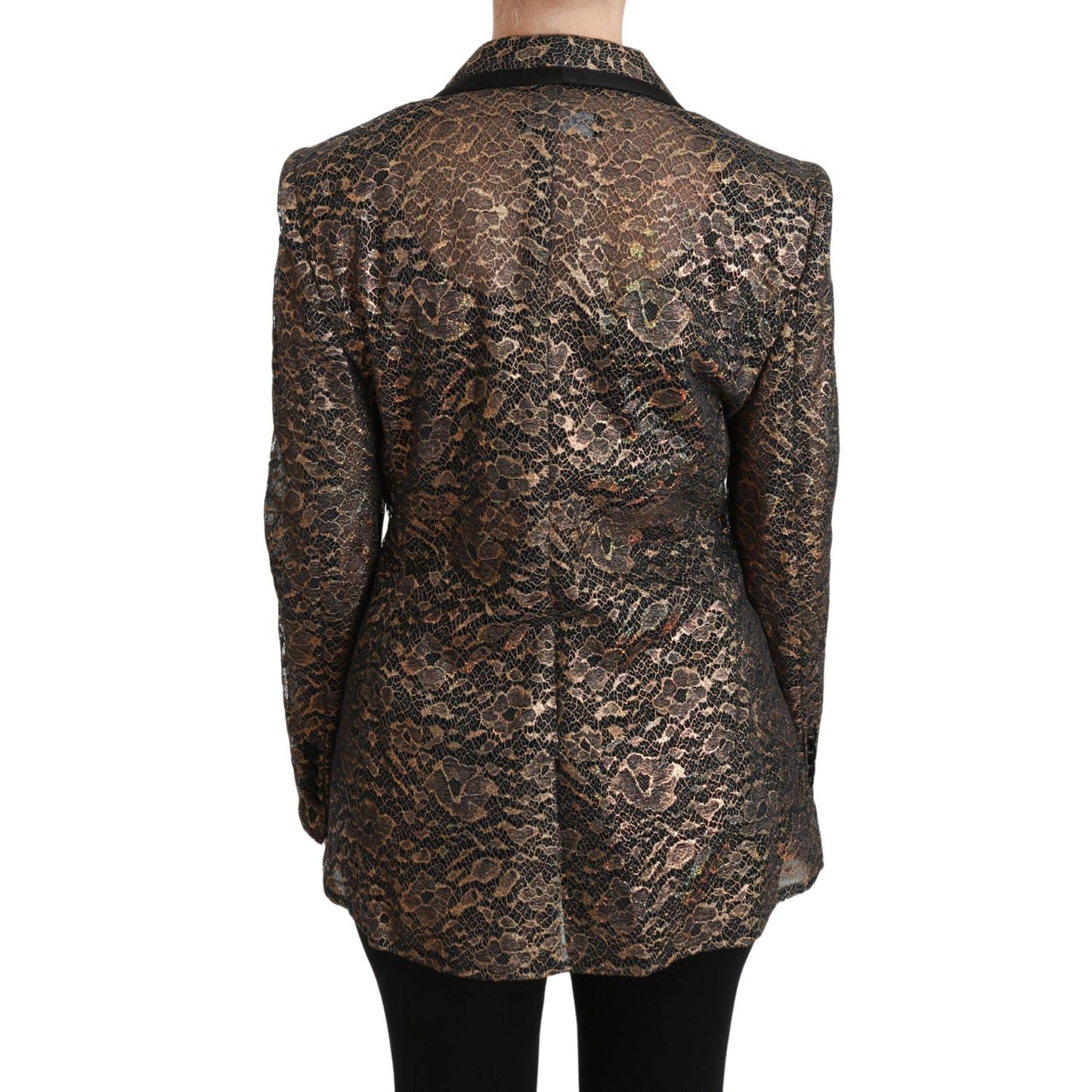 Dolce & Gabbana Gold Black Lace Blazer Coat Floral Jacket