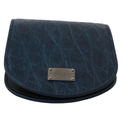 Dolce & Gabbana Blue Holder Pocket Wallet Blue Exotic Skin Condom Case