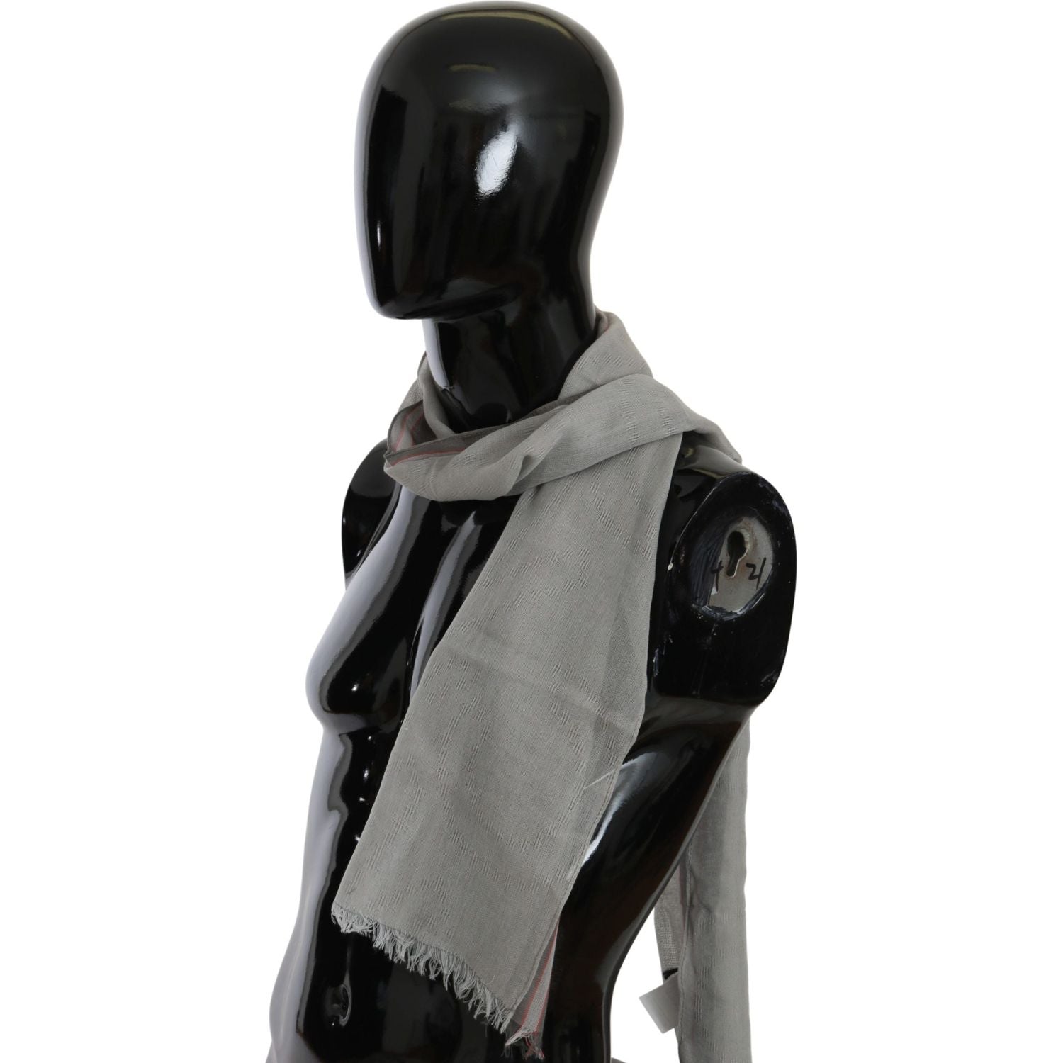 Costume National Gray Fringe Neck Wrap Cotton Scarf
