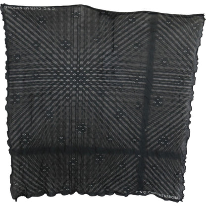 Costume National Black Gray Viscose Foulard Branded Scarf